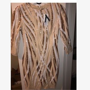 swirl patterned sequin bodycon mini dress